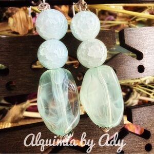 Alquimia Mint blue quartz Statement Earrings
